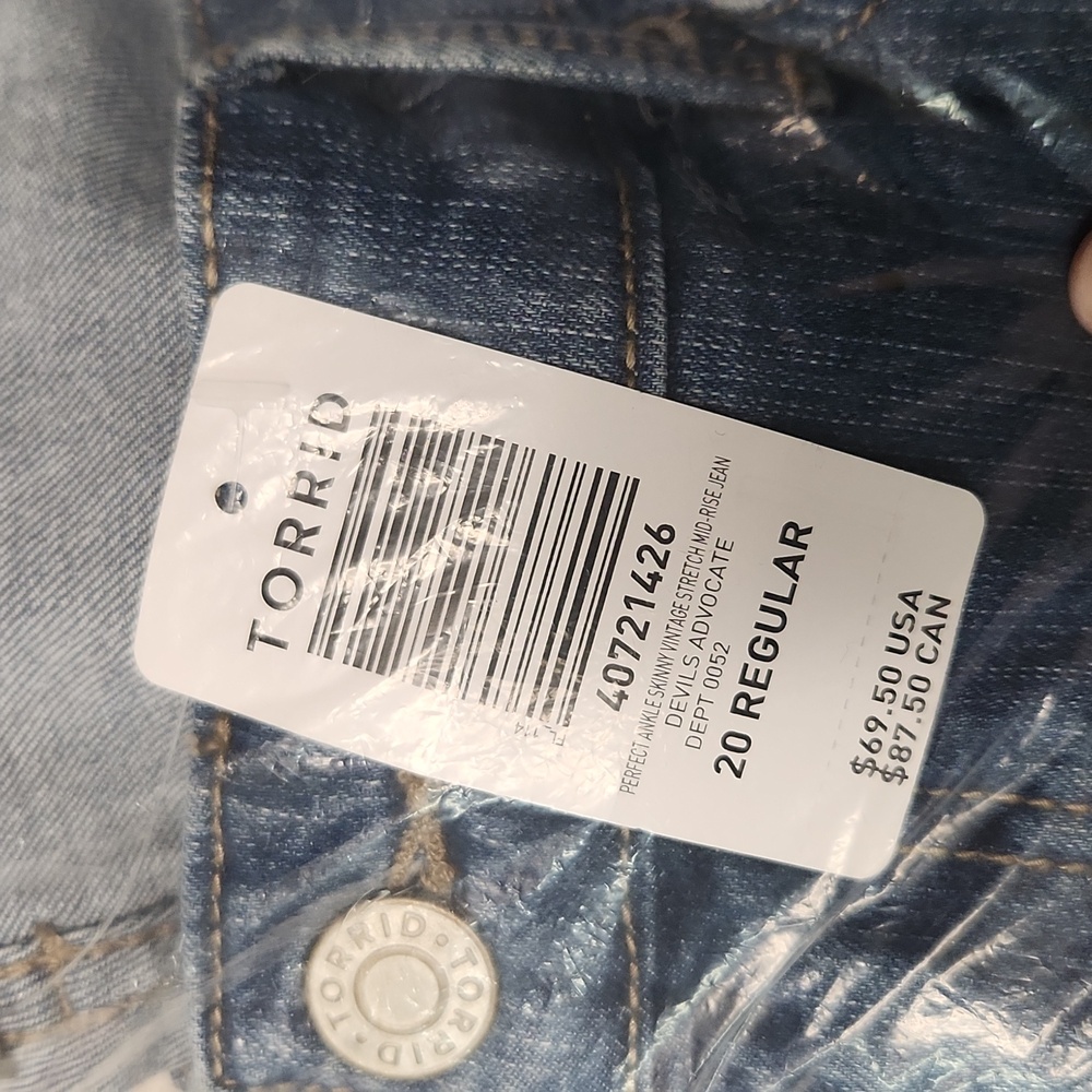 ❤️NWT VINTAGE TORRID JEANS - PERFECT SKINNY ANKLE STRETCH MID RISE - PLUS SIZE - Picture 7 of 9